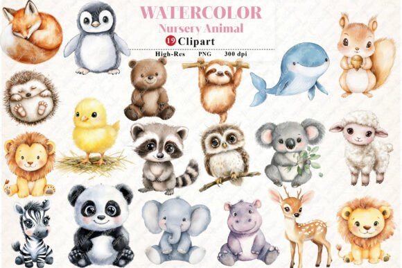 Charming Nursery Animal Clipart for Creative Projects