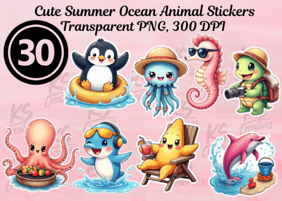 Make a Splash: Designing with Cute Summer Ocean Animal Stickers